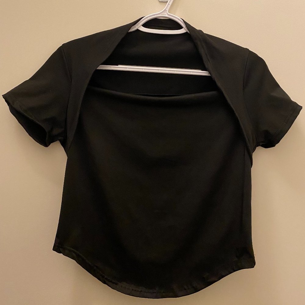 >>> black check cropped top shirt